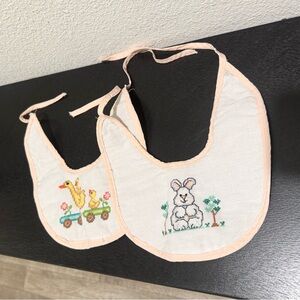 Adorable Pink and White Baby Bib Set